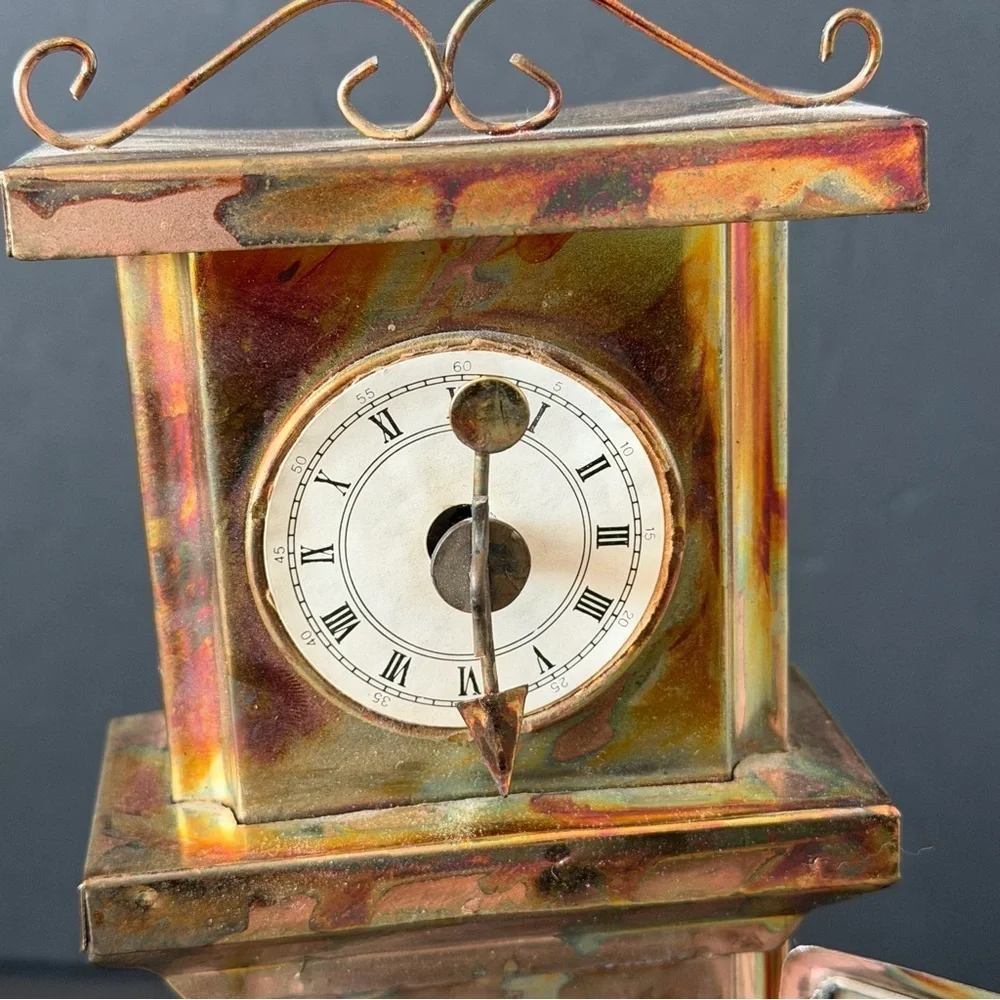 Share Berkeley Designs Metal Grandfather Clock Music Box Silver Tin Piano - READ